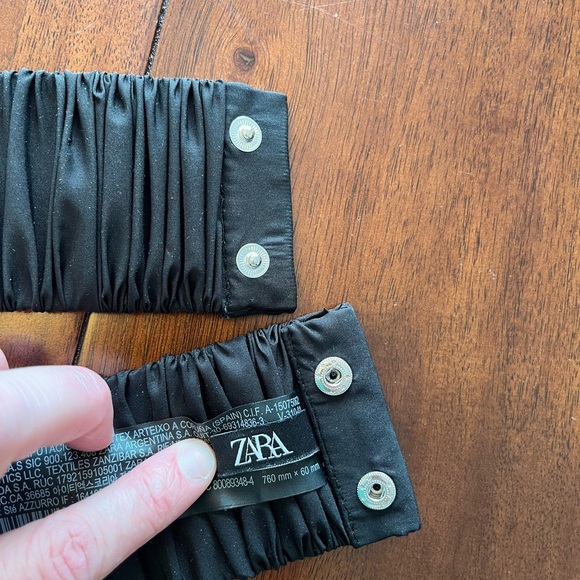 Zara elastic Y2K Black Floral Belt size 32 - Picture 3 of 4